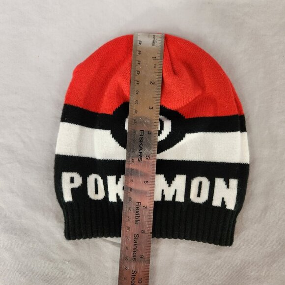 Pokémon Poke Ball Knit Scarf and Beanie Hat Set One Size Fits All Black Red - Picture 10 of 10